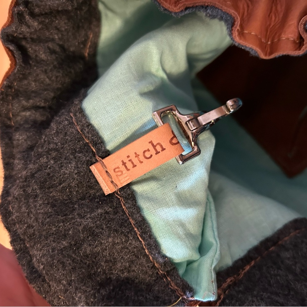 Leather Draw String Backpack Bag With Silkscreene… - image 4